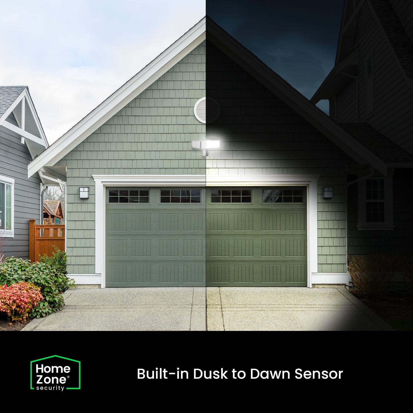 Home Zone Security 3500 Lumen LED Motion Sensor Light - Outdoor Weather Resistant Triple Head 5000K Security Light with Dusk to Dawn Mode and Easy