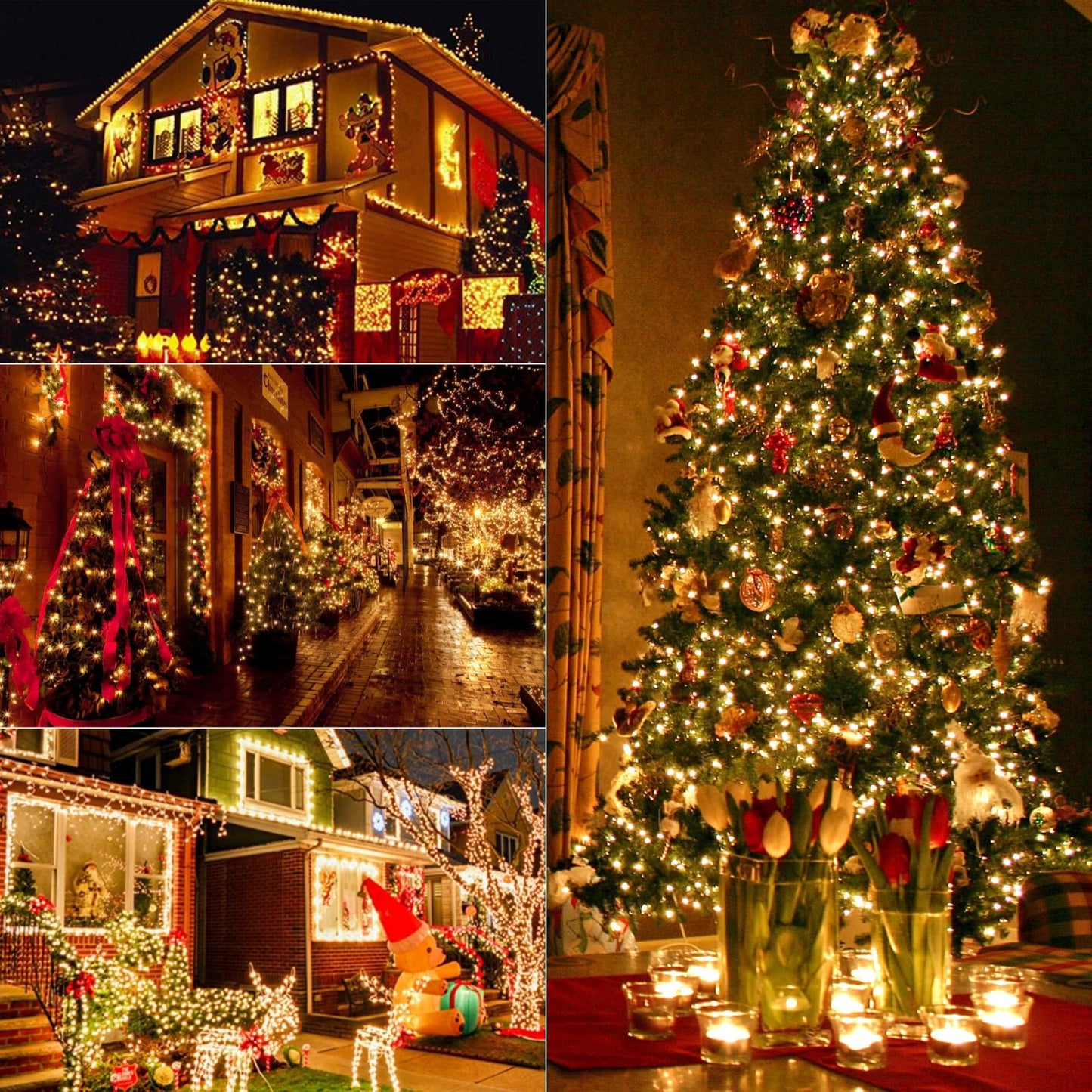OULISI 2 Pack 100 LED Outdoor Christmas Lights, 35FT Battery Operated Mini String Lights with 8 Modes & Timer Xmas Tree Lights Waterproof for Patio