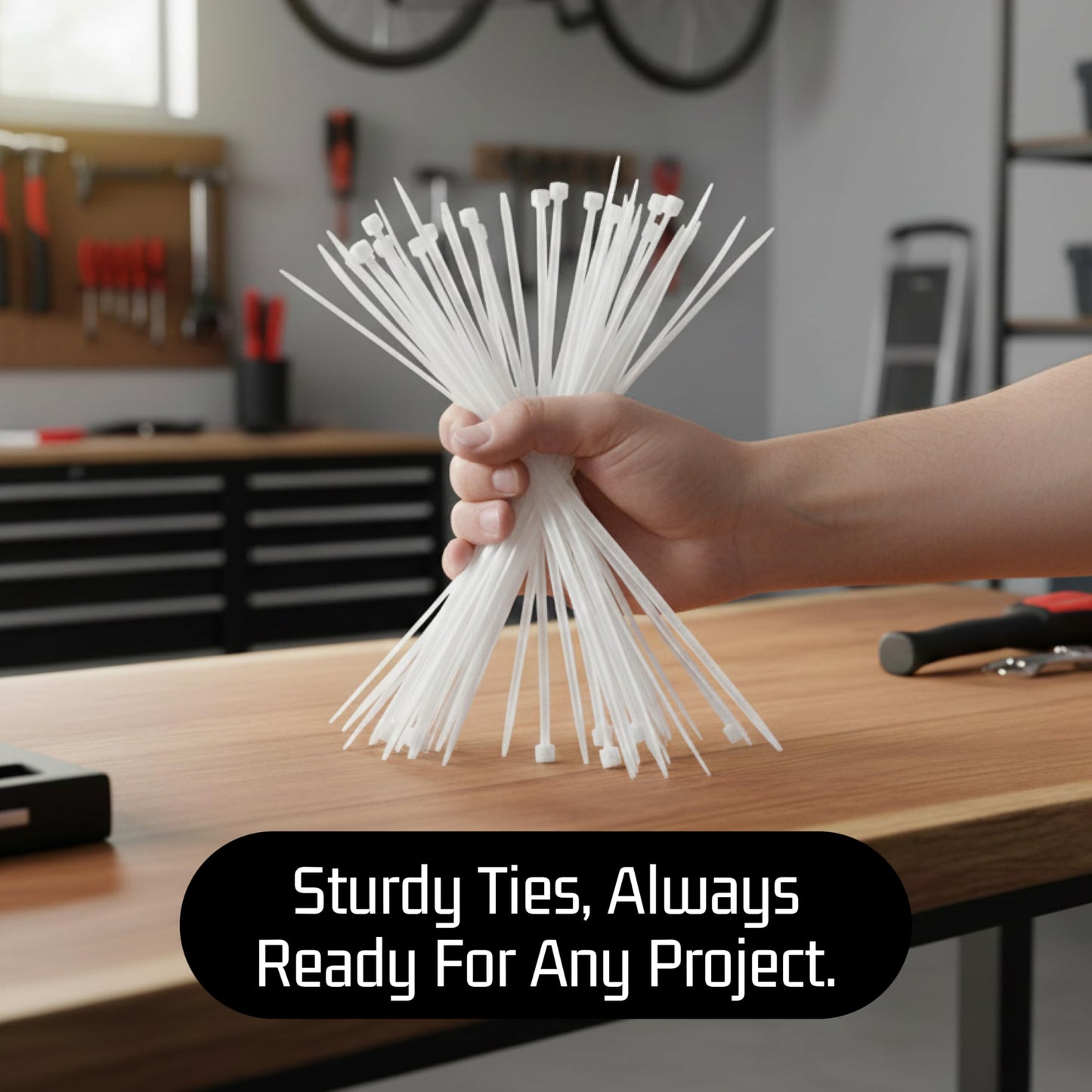 12" White Zip Cable Ties (100 Pack), 40lbs Tensile Strength, Heavy Duty, Self-Locking Premium Nylon Cable Wire Ties for Indoor and Outdoor by Bolt
