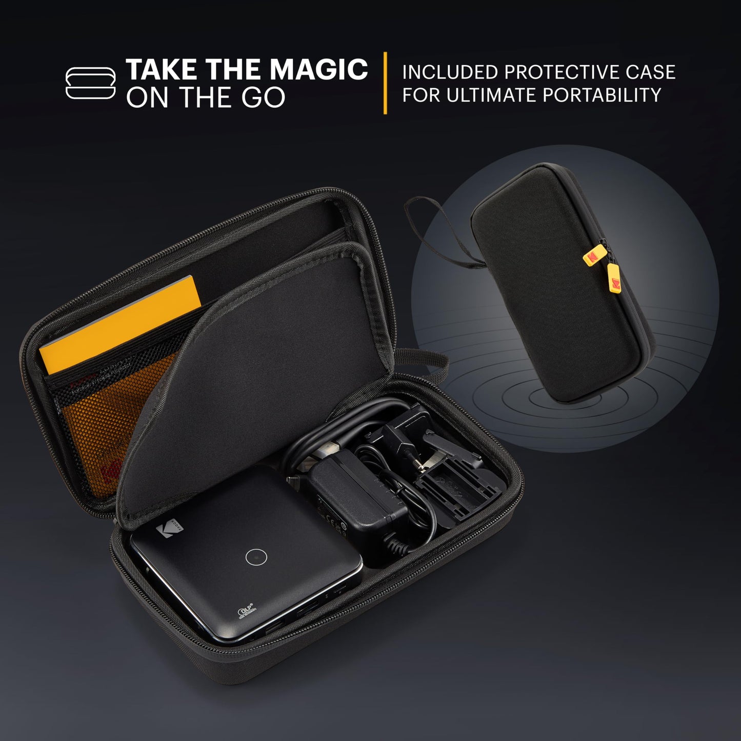 Kodak Luma 150 Wireless Mini Pico Projector Black - DLP, Supports 1080p, Built-in Speaker & Rechargeable Battery, HDMI/USB/microSD, Travel Case