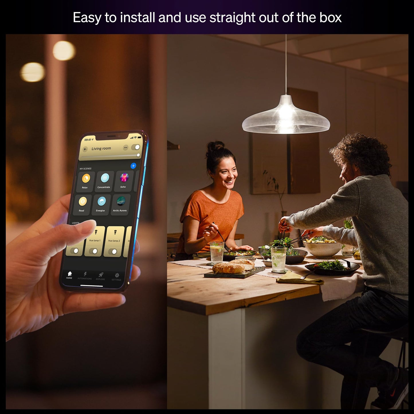 Philips Hue Smart LED A19 Bulb 2-Pack, Warm White Light 2700K, E26 Base, 10.5W, 1100 Lumens, Dimmable LED Bulbs, Works with Alexa, Google Assistant