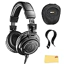 Audio-Technica ATH-M50XENSO Wired Monitor Headphones - Black Limited Edition Bundle with Case, Stand, and Austin Bazaar Polishing Cloth
