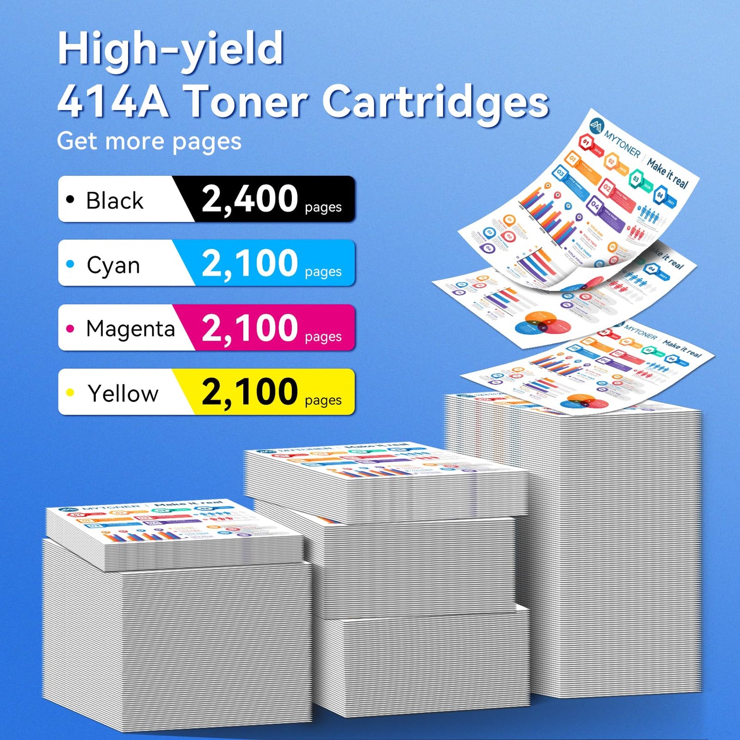 414A Toner Cartridges 4 Pack MFP M479fdw with Chip Compatible Replacement for HP 414A 414X for Color Laserjet Pro MFP M479fdw M479fdn M479dw M454dw