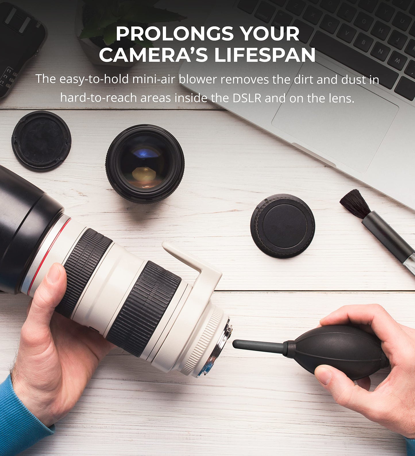 Blucoil Camera Cleaning Kit with Mini-Air Blower and Dual-Sided Lens Pen for DSLR, SLR, Mirrorless Digicam - Compatible with Canon, Nikon, Pentax