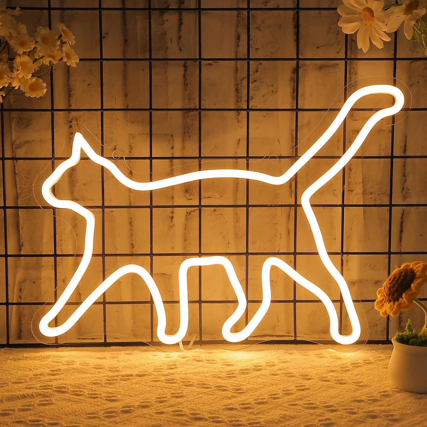 CoolGift Mart Cat Neon Sign, Cat Lamp Wall Decor, Dimmable Birthday Party Decorations for Home, Patio, Garden, Bars, Restaurants, Hotels, Stores