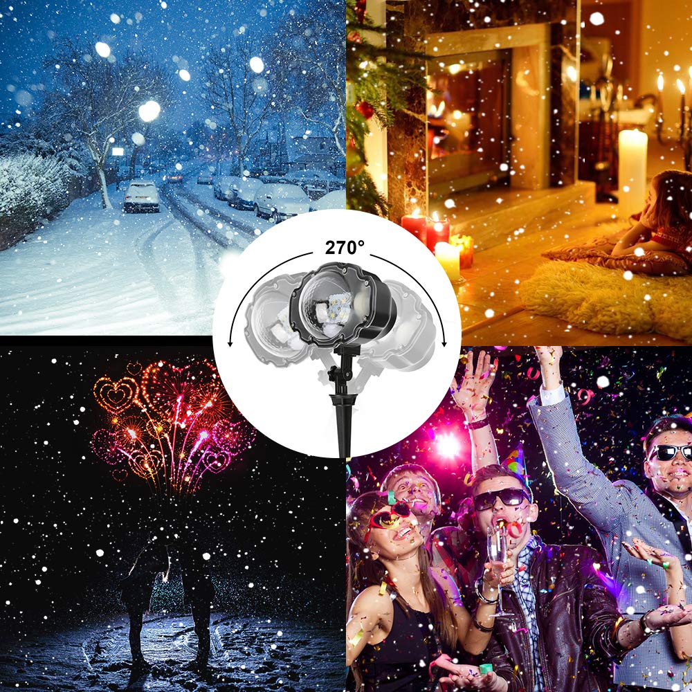 SOMKTN Christmas Snowfall Projector Lights Outdoor,Snow Falling Projector Lamp Dynamic Snow Effect Christmas Dot Decorations Lighting for Xmas