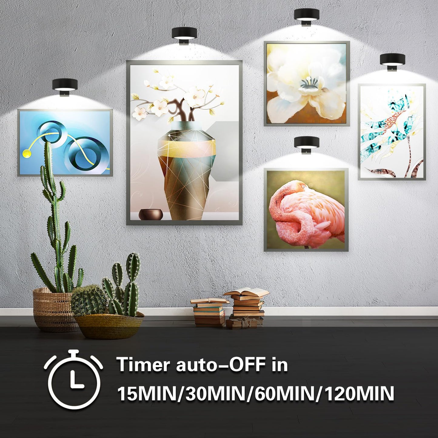 Arixinks 3PACK Picture Light Battery Operated with Remote, Painting Light for Wall Art with 3 Lighting Colors Dimmable, LED Art Display Accent Light