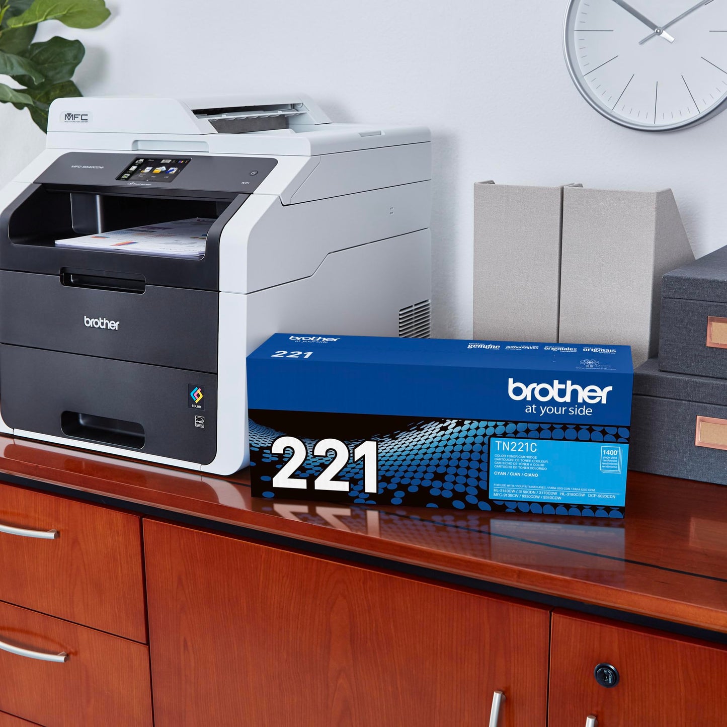 Brother Genuine Standard Yield Toner Cartridge, TN221C, Replacement Cyan Color Toner, Page Yield Up to 1,400 Pages, Amazon Dash Replenishment