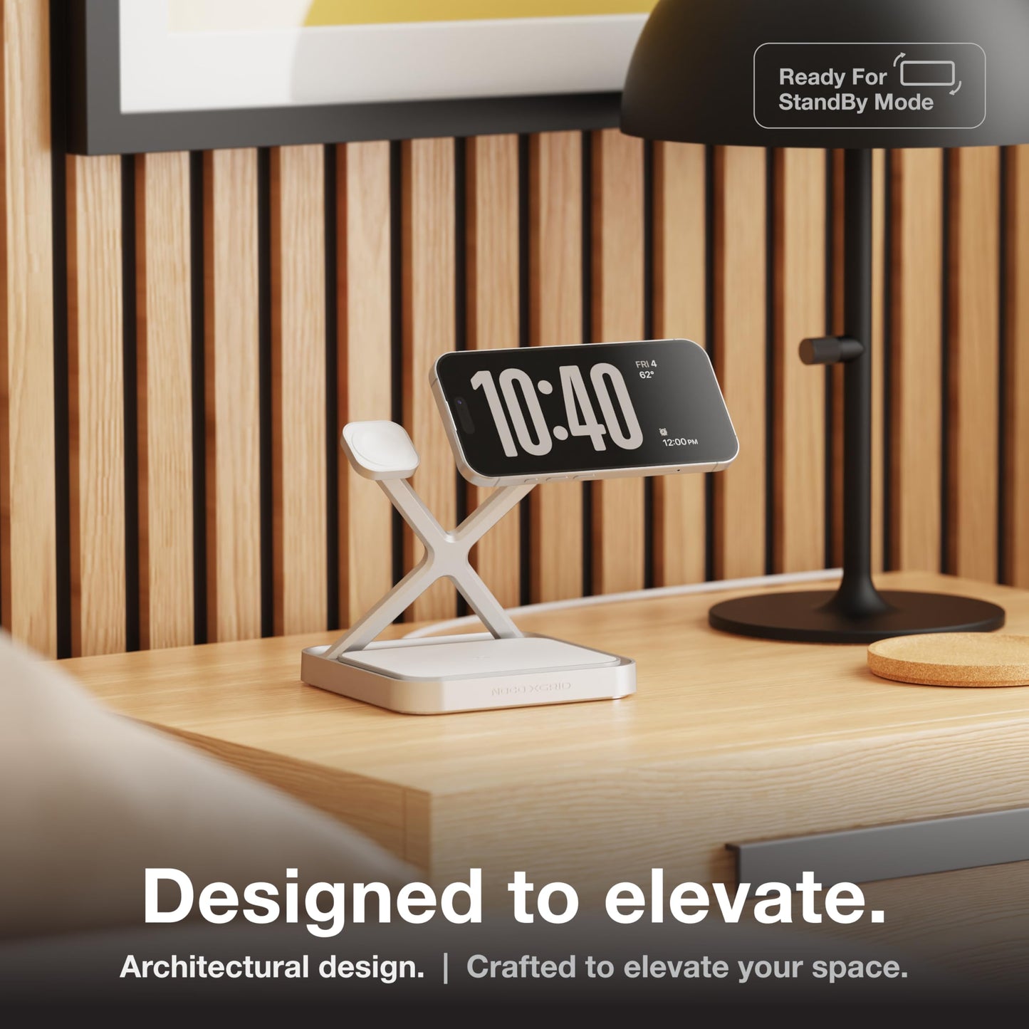 NOCO XGrid XDS3: 3-in-1 Wireless Charging Stand - Charging Station for iPhone, Apple Watch, and AirPods - MagSafe Compatible, Qi2 Certified - Includes