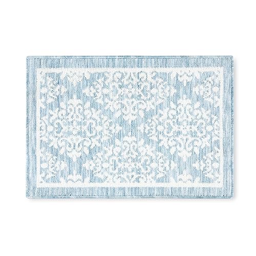 TOWN & COUNTRY EVERYDAY Walker Damask Medallion Everwash™ Washable Multi-Use Decorative Rug, Tufted Kitchen Rug, Low-Profile Door Mat, Bath Rug…