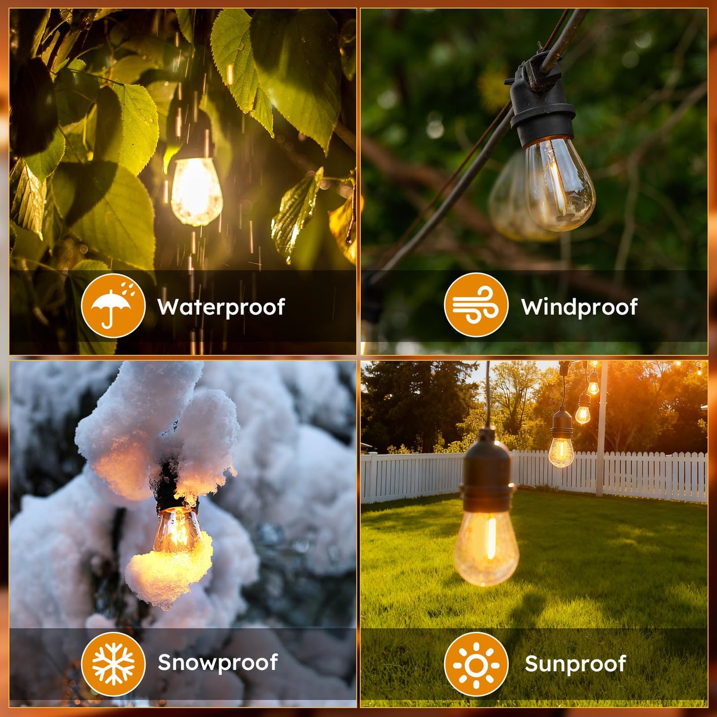 GvvooHome 48 Pack S14 LED Replacement Light Bulbs, Shatterproof Plastic 1W Outdoor String Light Bulbs for Patio, Garden, Waterproof, E26 Regular
