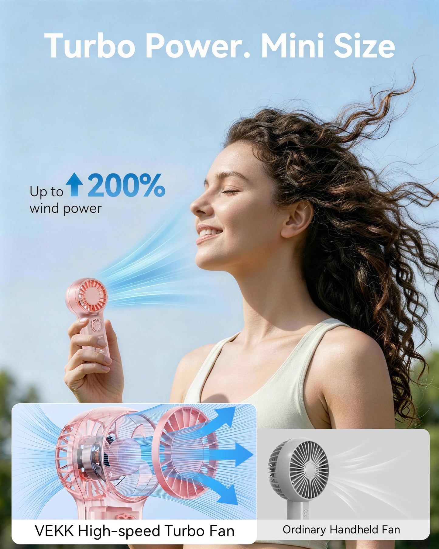 Portable Handheld Fan with LED Display,100 Speed Mini High Speed Rechargeable Turbo Fan Blow Cold Air, Small Personal Cooling Travel Essential