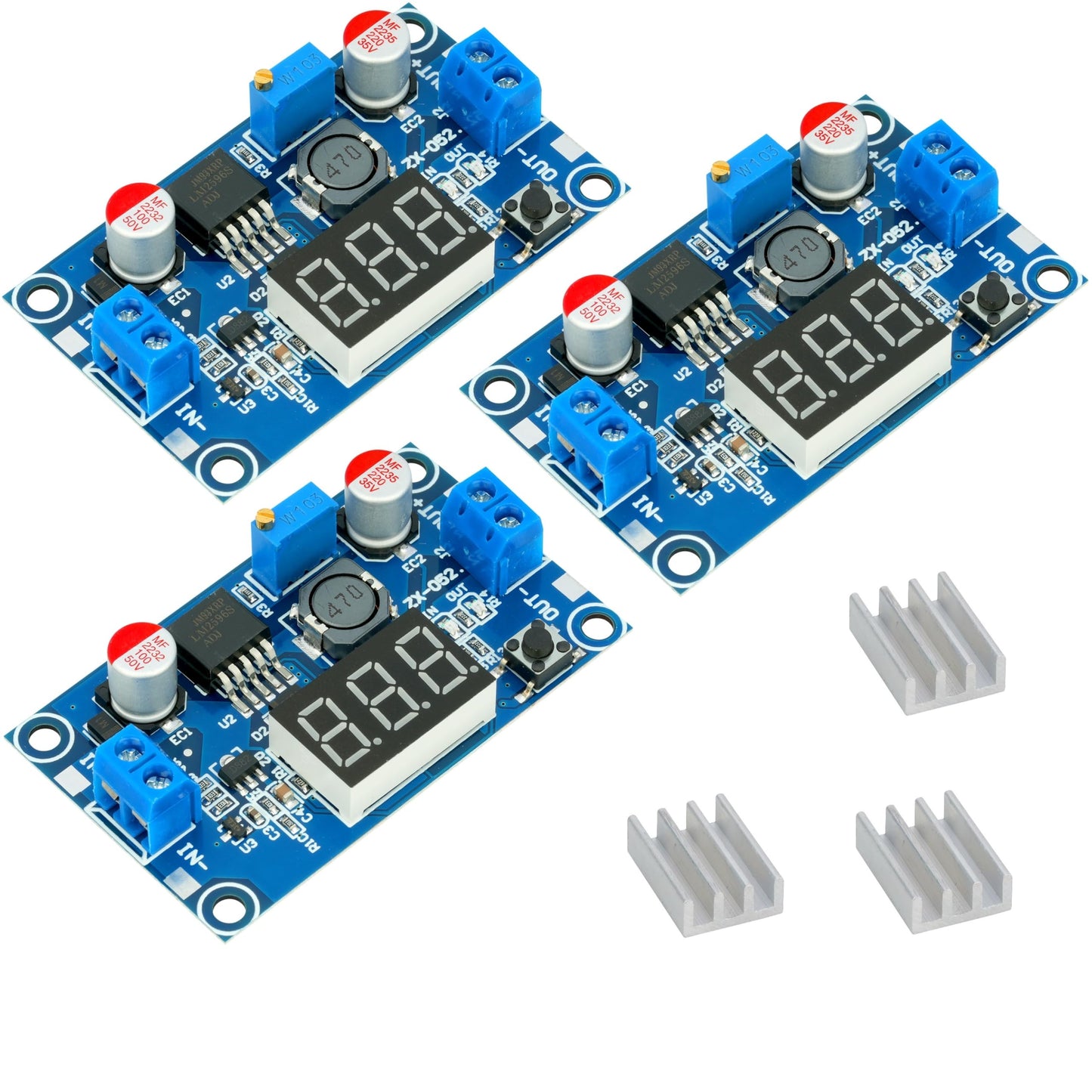 WWZMDiB 3 Pcs LM2596 DC to DC Buck Converter LED Indicator Display 4-40V to 1.25-35V Power Supply Step Down Module (3 Pcs)