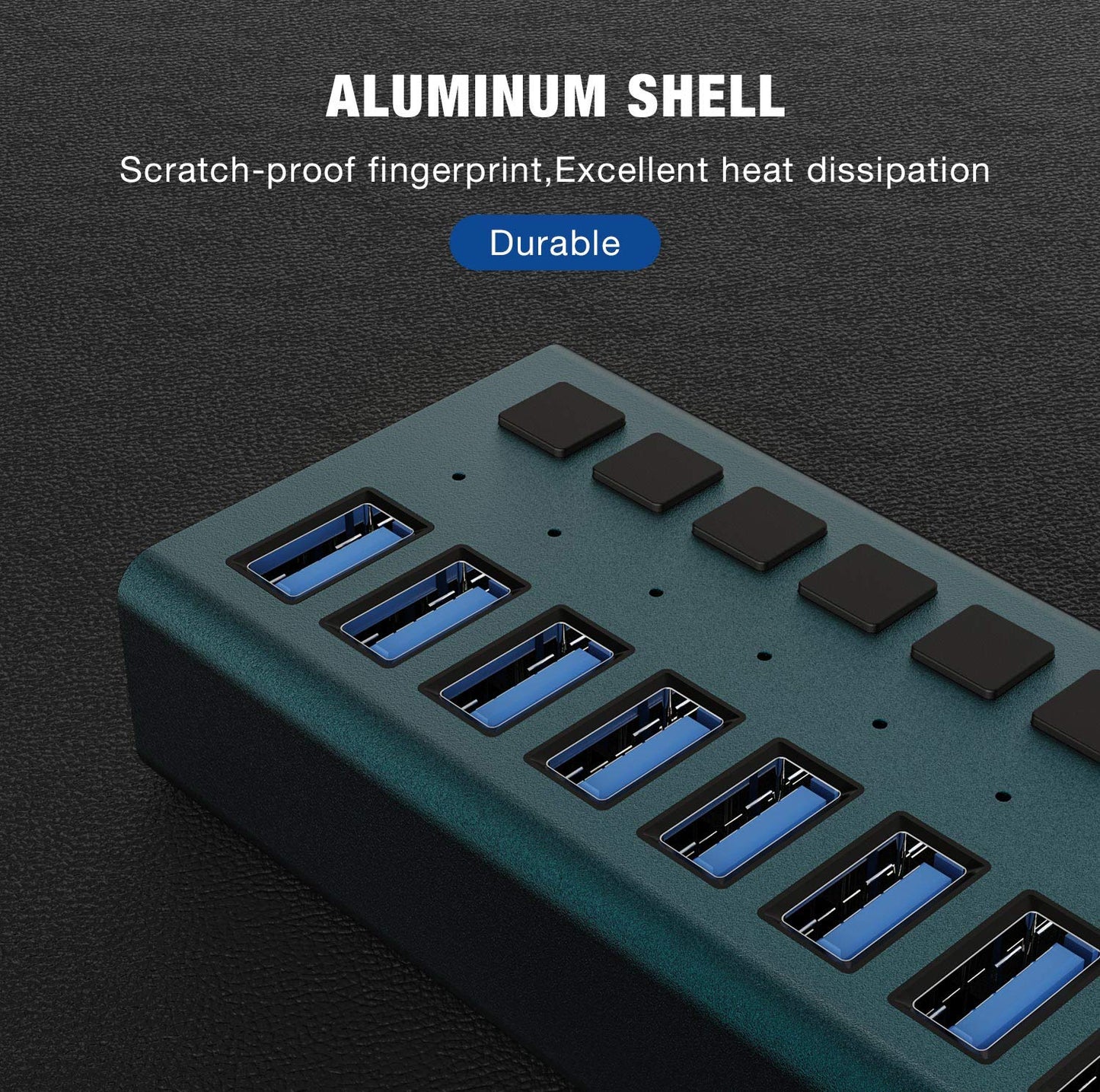 USB 3.0 Hub -16 Ports Powered USB Hub 90W USB Charging Hub with Individual On/Off Switches and 12V/7.5A Power Adapter and Multi-USB Port