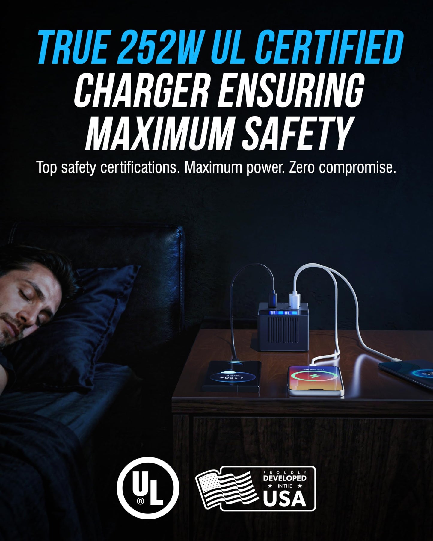 SABRENT VOLTIK Charging Station, 252W 8-Port USB C and USB A Desktop Charger, UL Certified with Real-Time LCD Display, Fast Charging for MacBook