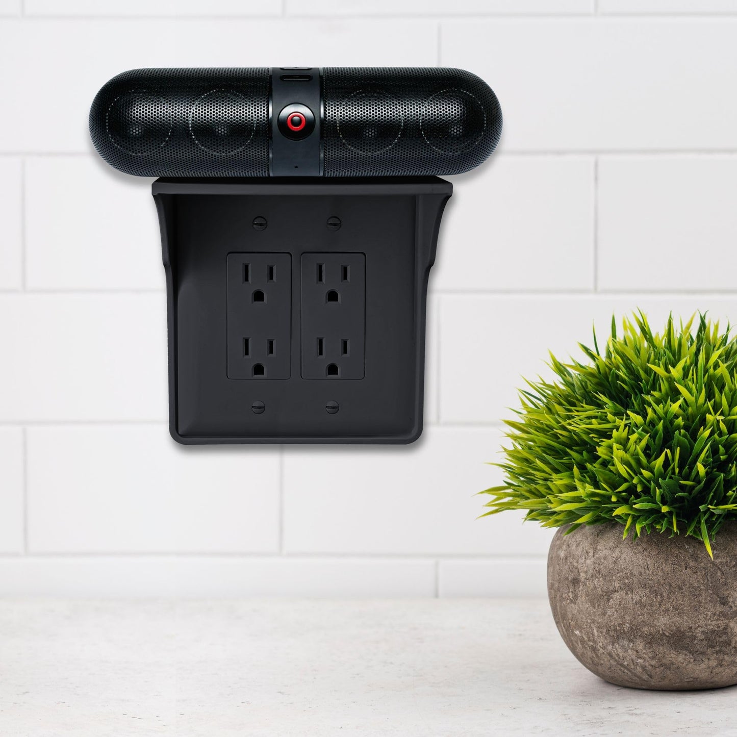 Storage Theory Power Perch Double Wall Outlet Shelf - Declutter & Reclaim Bathroom Counter Space - Alexa Stand, Apple Homepod Shelf, Toothbrush