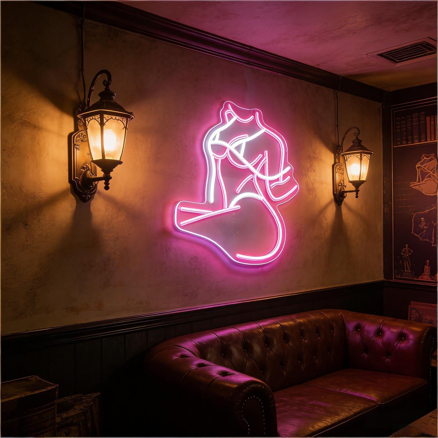 Neonawall Lady Pose Pink Neon Sign - Dimmable LED Wall Art 17.3x14.2 Inches - Party Bar Decoration, Home Backdrop Decoration