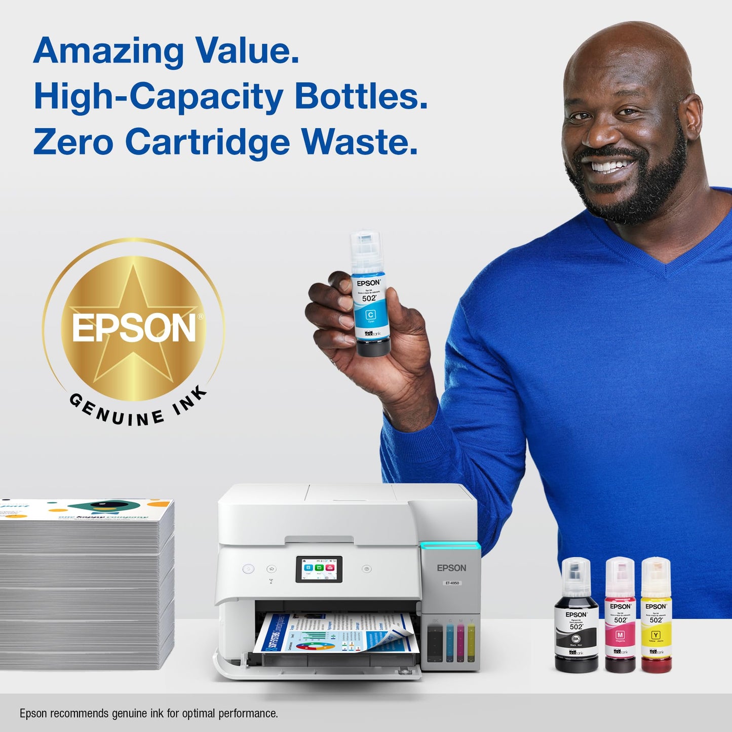 EPSON 502 EcoTank Ink Ultra-high Capacity Bottle Yellow Works with ET-2750, 2760, 2850, 3750, 3760, 3850, 4850, and other select models