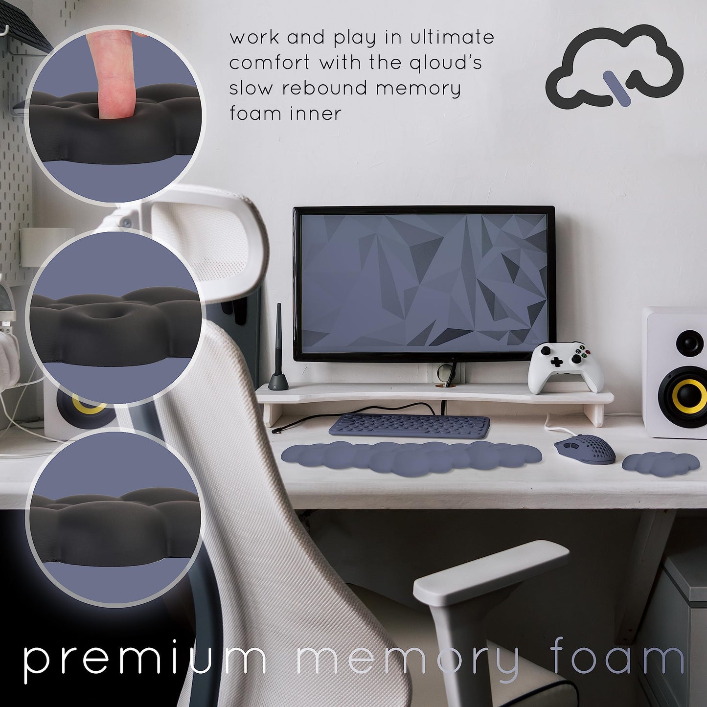 Create-ables Qloud Cloud Wrist Rest Keyboard Wrist Rest for Computer Keyboard Pad, Cloud Keyboard Wrist Rest, Wrist Pad for Keyboard, Memory Foam, Non