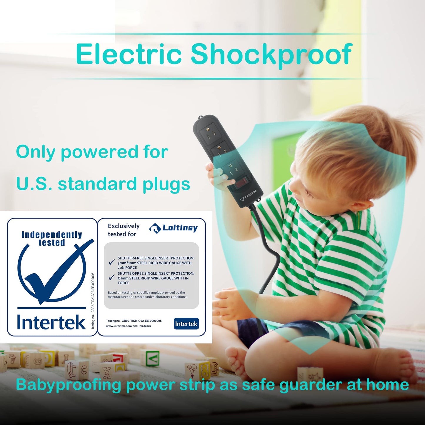Loitinsy Outdoor Power Strip Weatherproof, Waterproof Flat Plug with 3 Outlets, 6.5 FT Extension Cord, Overload Protection and Shockproof, Suitable