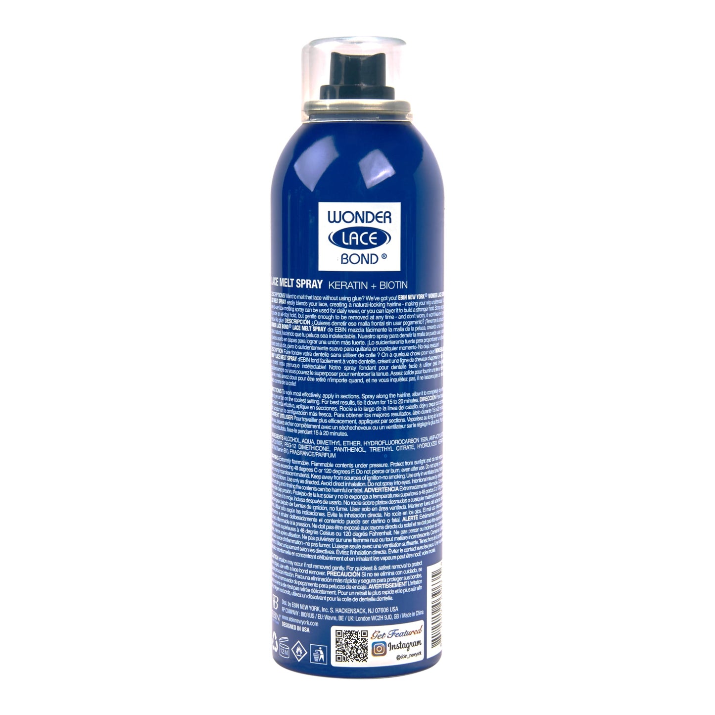 EBIN New York Wonder Lace Melt Spray – 6.08 oz Keratin & Biotin Infused, Long-Lasting Hold, No Residue, Preserves Edges & Undetectable Lace