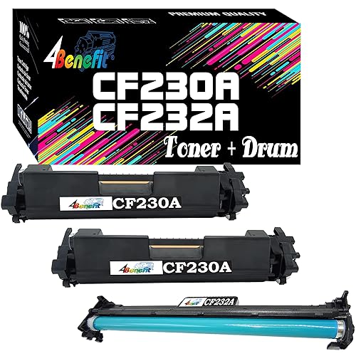 3-Pack 4Benefit Toner/Drum Compatible HP 30A CF230A Toner Cartridge and CF232A Drum Unit Bundle Replacement for HP Pro M203dw M203d M203dn M203 MFP
