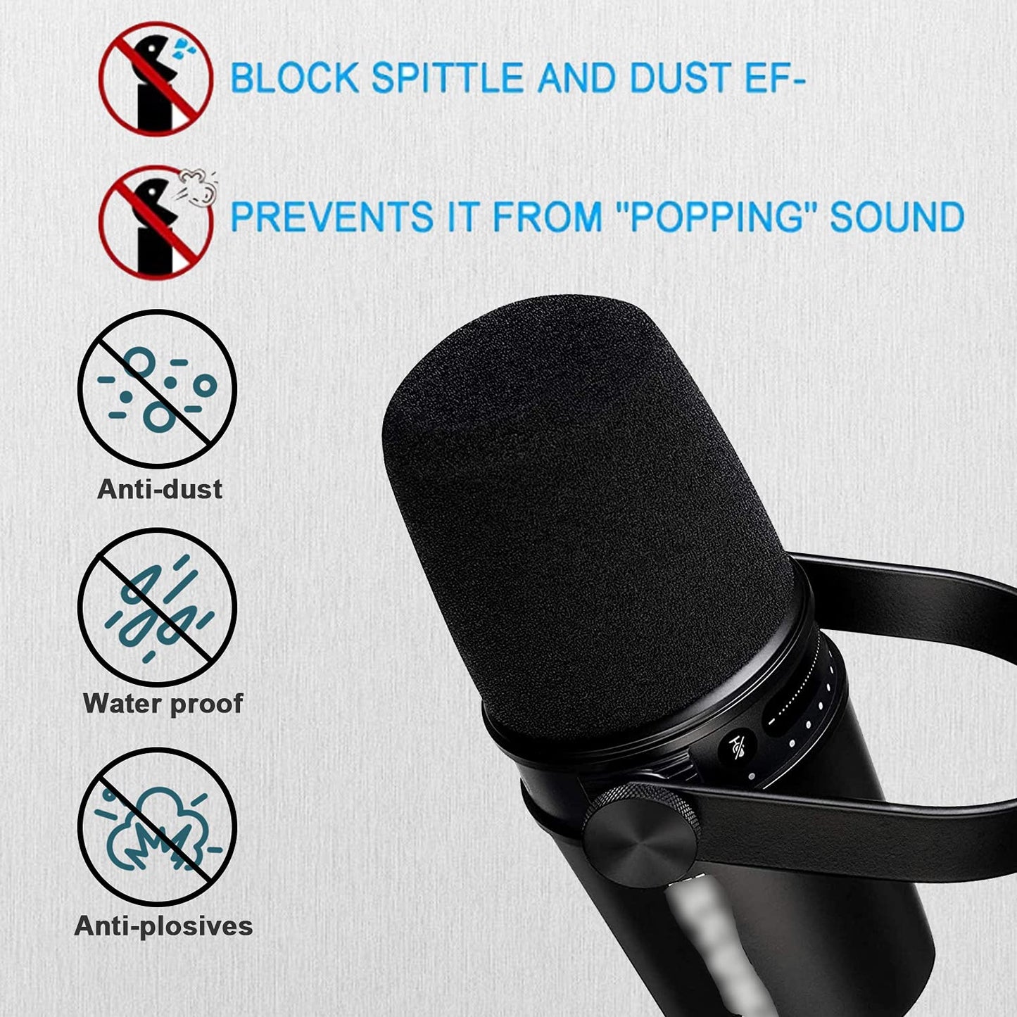 Boseen Microphone Foam Windscreen for MV7, Mic Cover Microphone Windscreen for MV7 Professional Mic Foam for Recording, 3PCS