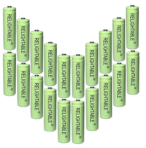 RELIGHTABLE AA NiMh 600mAh 1.2V Rechargeable Batteries for Solar Garden Lights (Pack of 20)