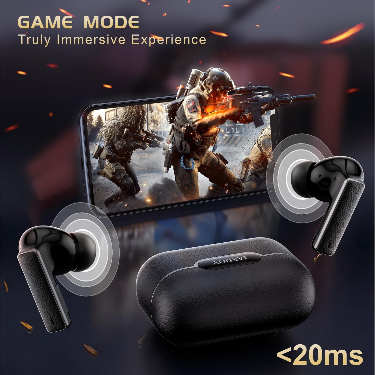 IAMJOY Gaming Earbuds, 20ms Low Latency, Active Noise Cancelling with 6 Mic, 2.4GHz & Bluetooth, 35 Play Time, Wireless Earbuds Compatible with Meta
