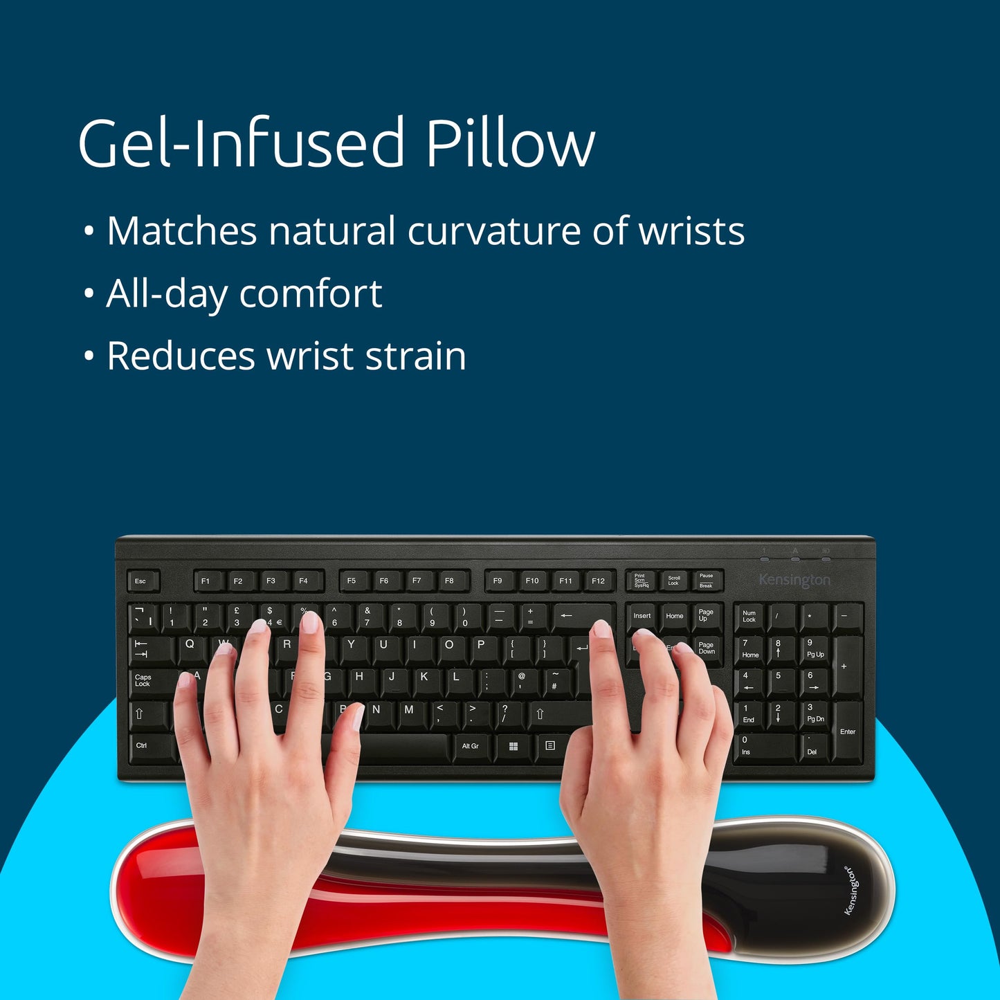 Kensington Slim Duo Gel Wrist Rest for Low Profile Keyboard, Wrist Pad for Keyboard, Ergonomic Wrist Pad for Office, Non-Skid Computer Pad with Wrist