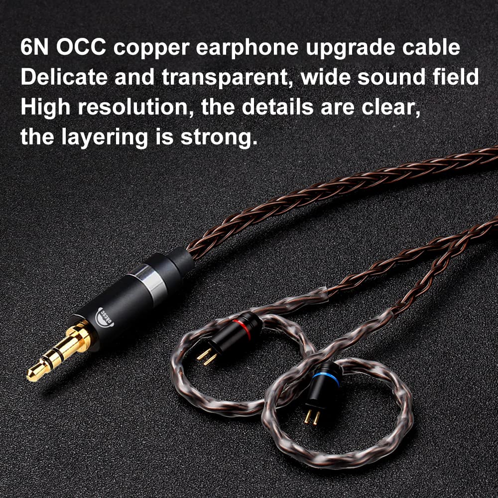 okcsc 0.75 2 Pin Cable,Upgraded Replacement Earphone Cable 8 Core Gold-Plated with 3.5 Plug Replacement Extension Cable for KZ AS10 ZS10 ZS6 ZSR ZSA…