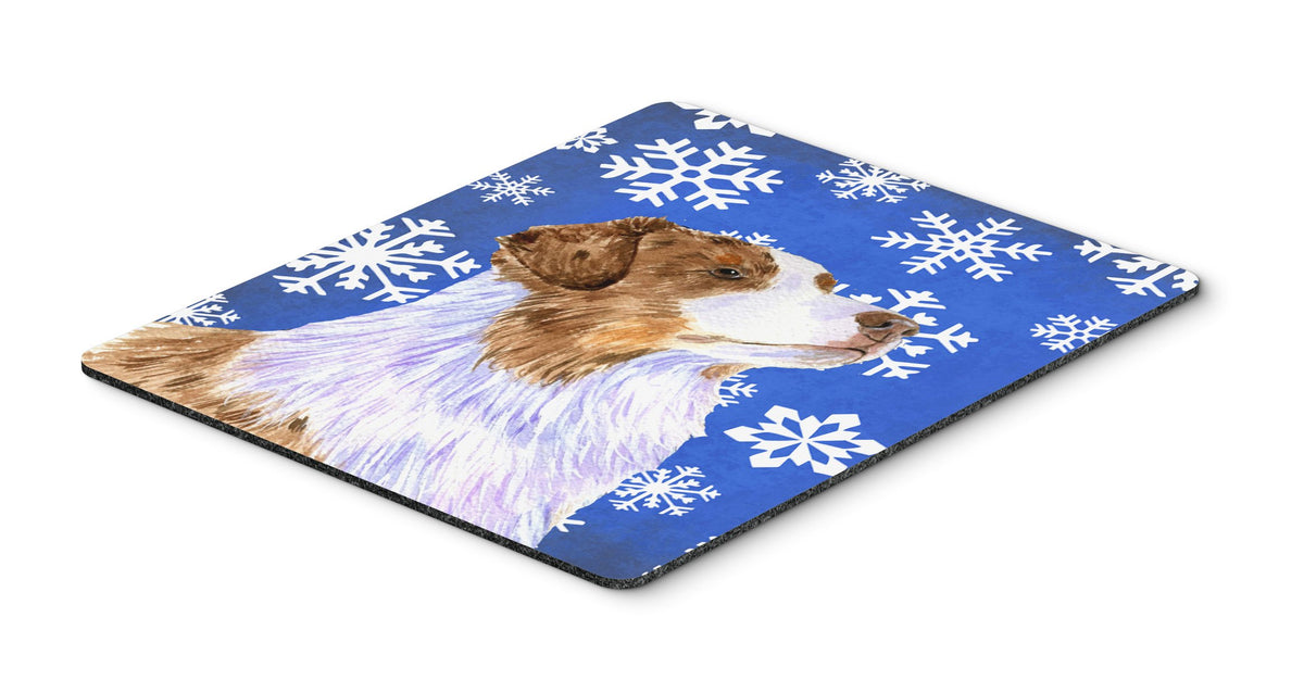 Caroline's Treasures LH9273MP Australian Shepherd Winter Snowflakes Holiday Mouse Pad, Hot Pad or Trivet for Home Office Gaming Working Computers