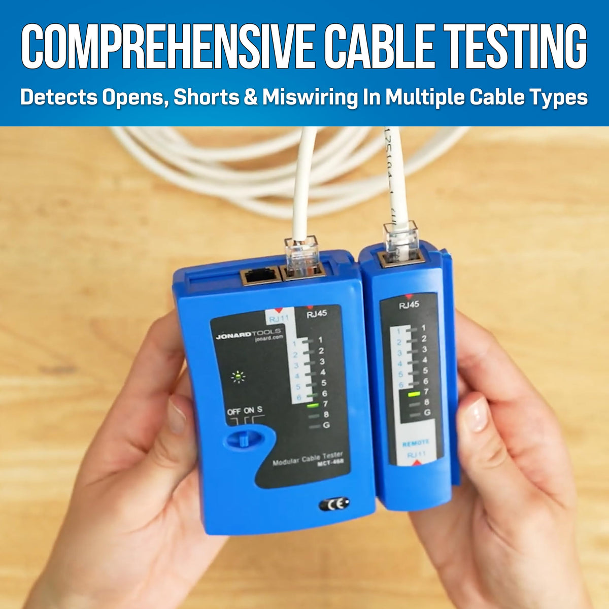 Jonard Tools MCT-468 Modular Cable Tester for RJ45, RJ12, and RJ11 Phone Line Cables