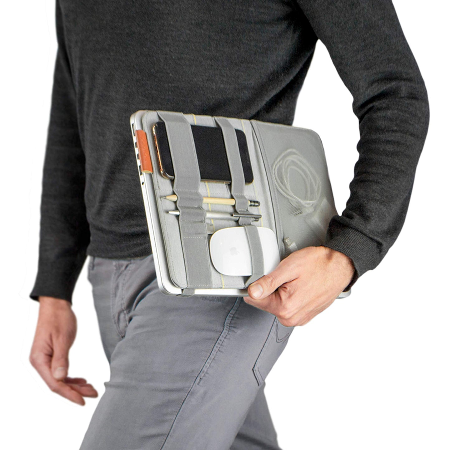 Beblau FOLD Portable Electronic Organizer - Attachable Device & Desktop Accessory | Office & Home Organizer | Fits 13"-15" Laptops & A4 Notebooks |