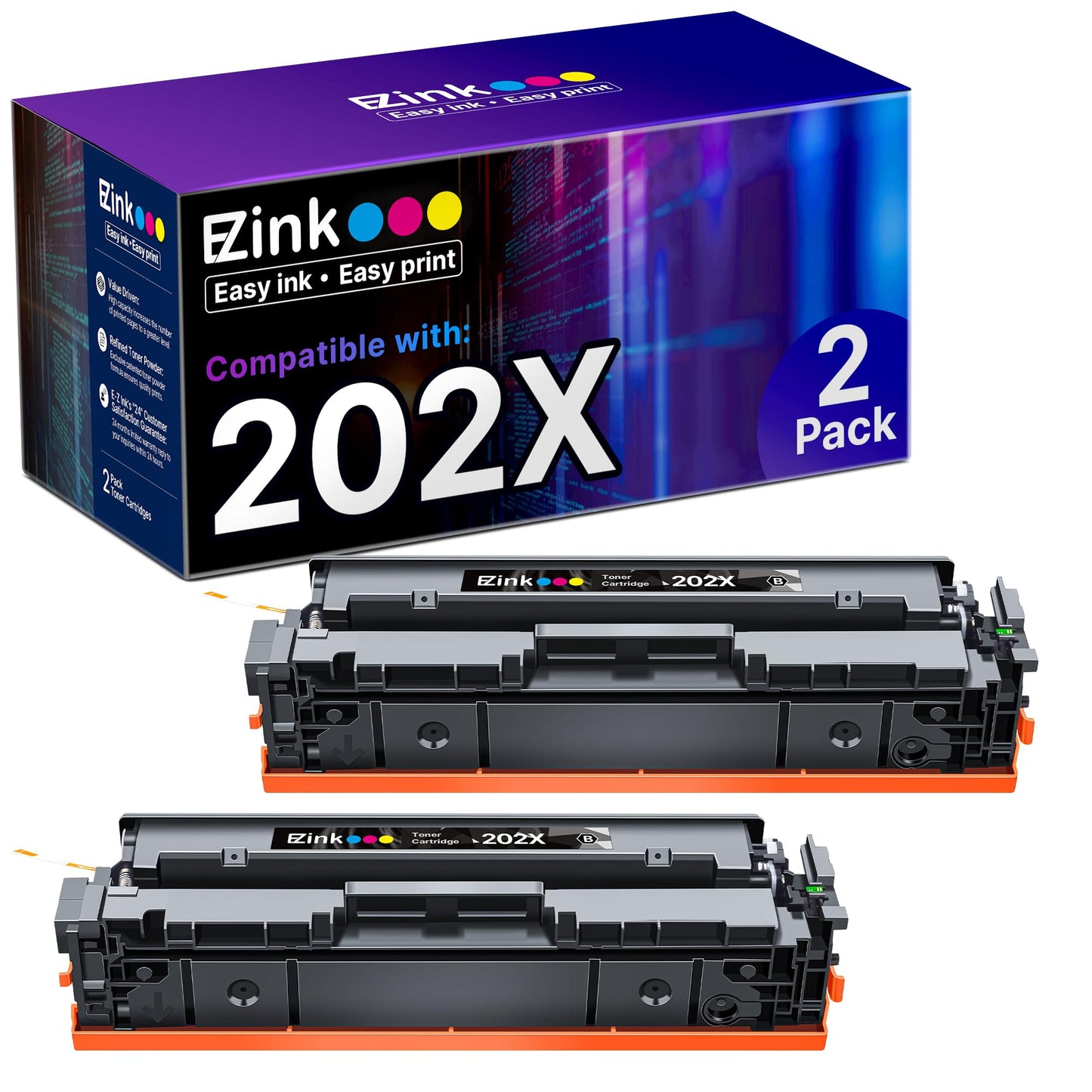 E-Z Ink Compatible Toner Cartridge Replacement for HP 202X 202A CF500X CF500A to use with Color Pro MFP M281fdw M281cdw M281fdn M254dw M254 M281 (2