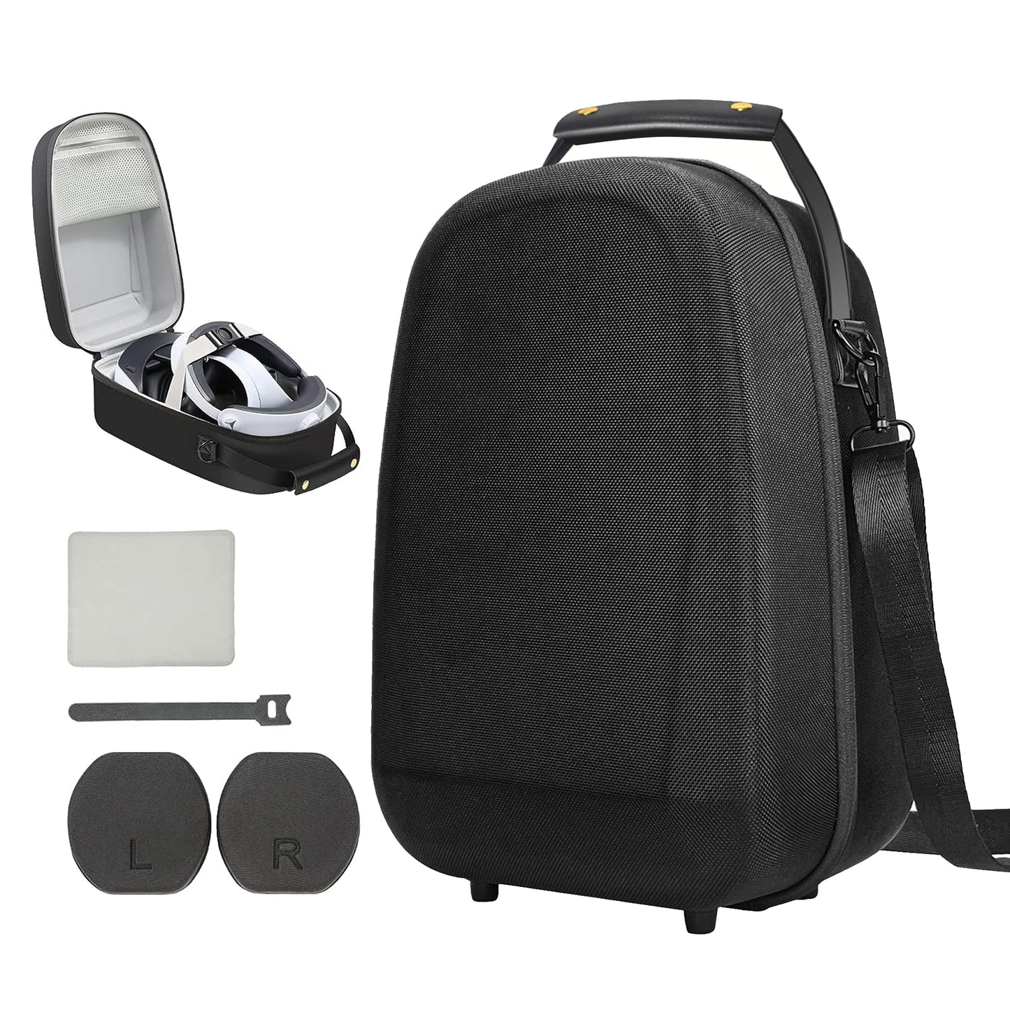Mytrix Carrying Case Compatible with Oculus/Meta Quest 2, 3 and PlayStation VR2, Black Portable Hard Shell Case for VR Headset, Sense Controllers