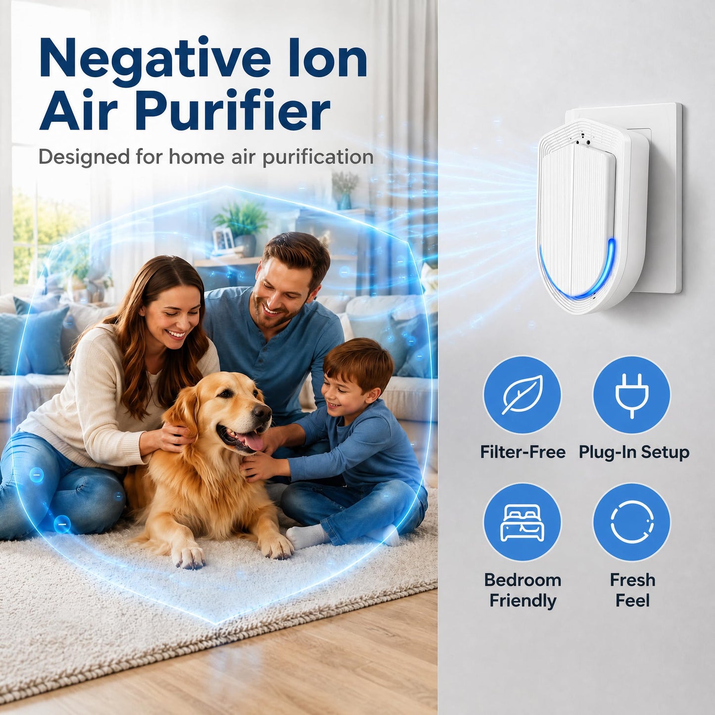 Air Ionizers - 4 Pack Plug In Negative Ion Technology Air Purifier