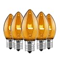 Holiday Lighting Outlet Set of 25 C9 LED Christmas Lights | Orange Filament Bulbs for Indoor & Outdoor Use | Traditional Holiday Lighting
