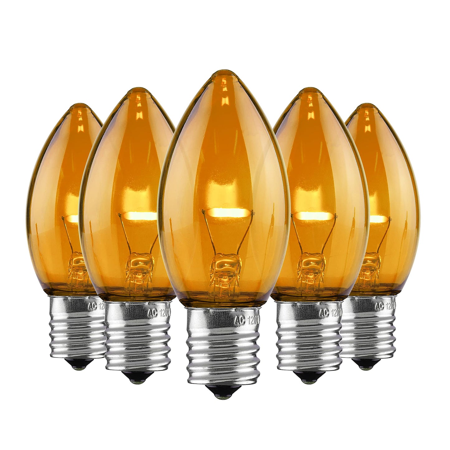 Holiday Lighting Outlet Set of 25 C9 LED Christmas Lights | Orange Filament Bulbs for Indoor & Outdoor Use | Traditional Holiday Lighting