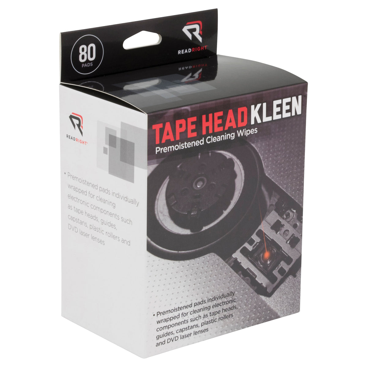 Read Right Tape Head Kleen Cleaning Pads, 80 Pads per Box (RR1301)