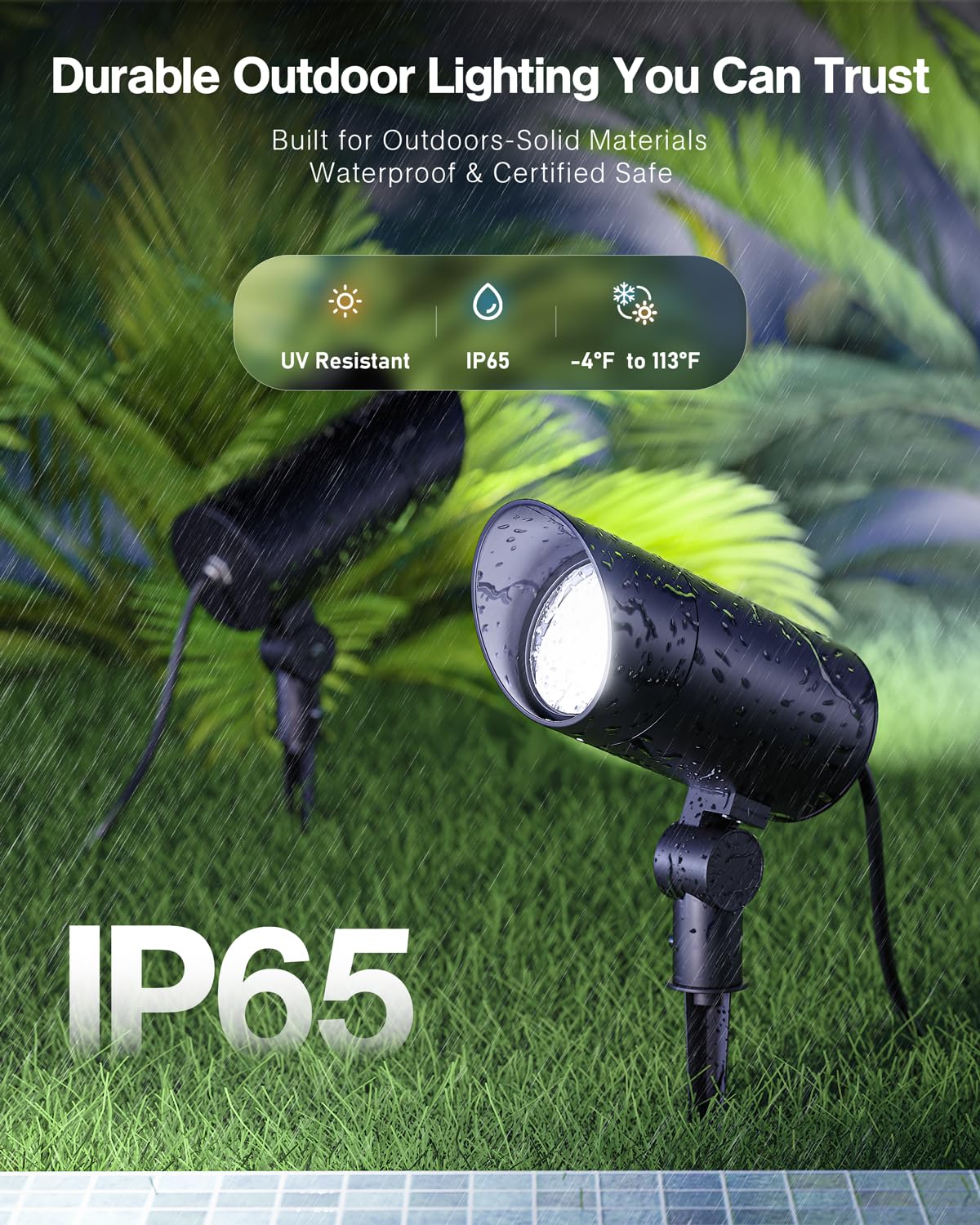 HIBOITEC 2 Pack 30W Outdoor LED Spotlight 120V 3000LM 5000K Spot Lights Waterproof Landscape Lighting for Flag Pole Tree Statue, 5.9 FT Cord with Plug