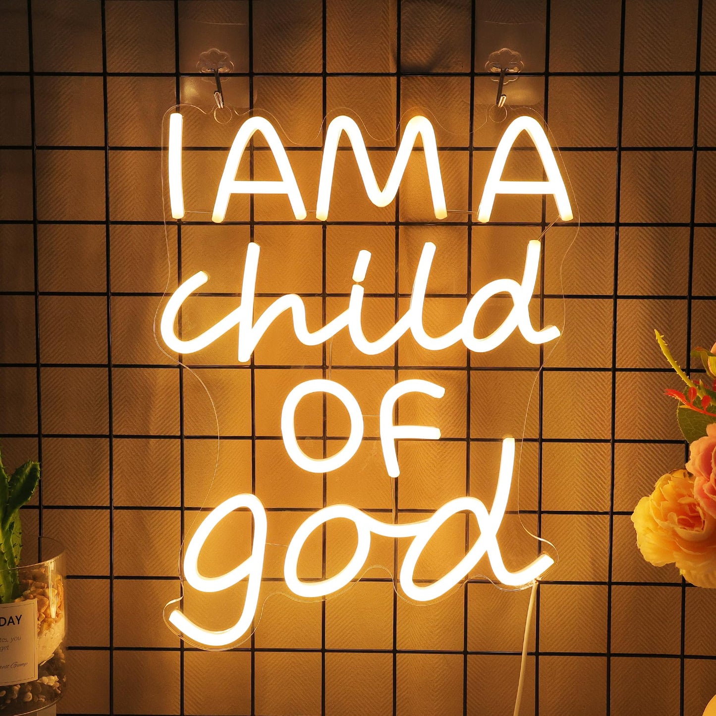 CoolGift Mart Divinely-Inspired Neon Sign - 'I Am a Child of God' Wall Art for Spiritual Home Decor | Inspiring Light for Bedroom, Nursery, or Worship