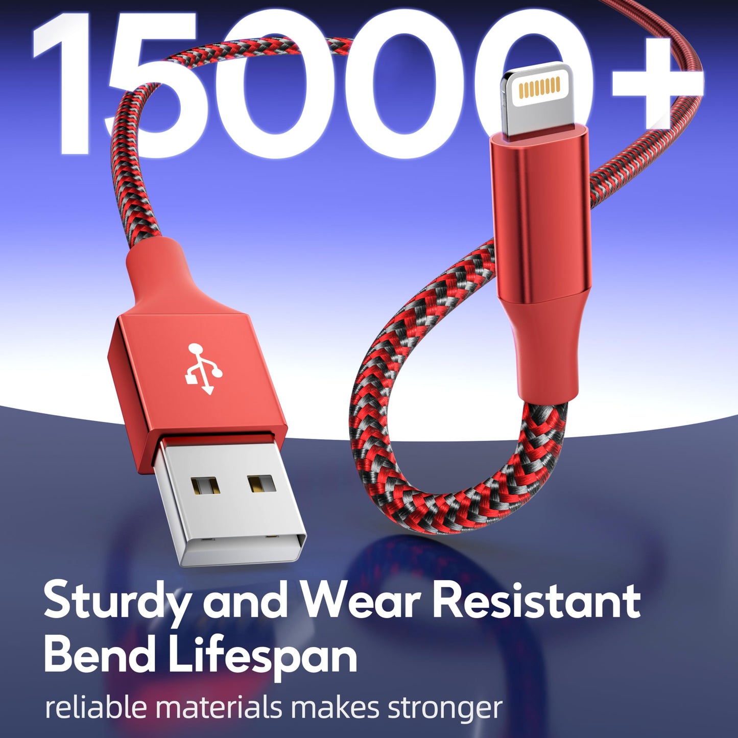 MenoSupp iPhone Charger 3Pack 10FT MFi Certified Nylon Braided Cord Fast Charging Lightning Cable Compatible with iPhone 14/13/12/11 Pro/11/XS MAX/XR…