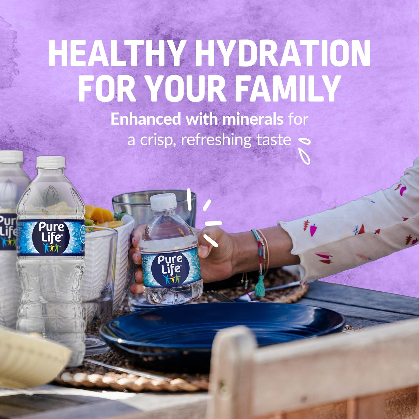 Pure Life Purified Water Bottles, 48 Pack - Still Bottled Water Enhanced with Minerals for a Crisp Taste, Plastic Bottles - 8 Fl oz