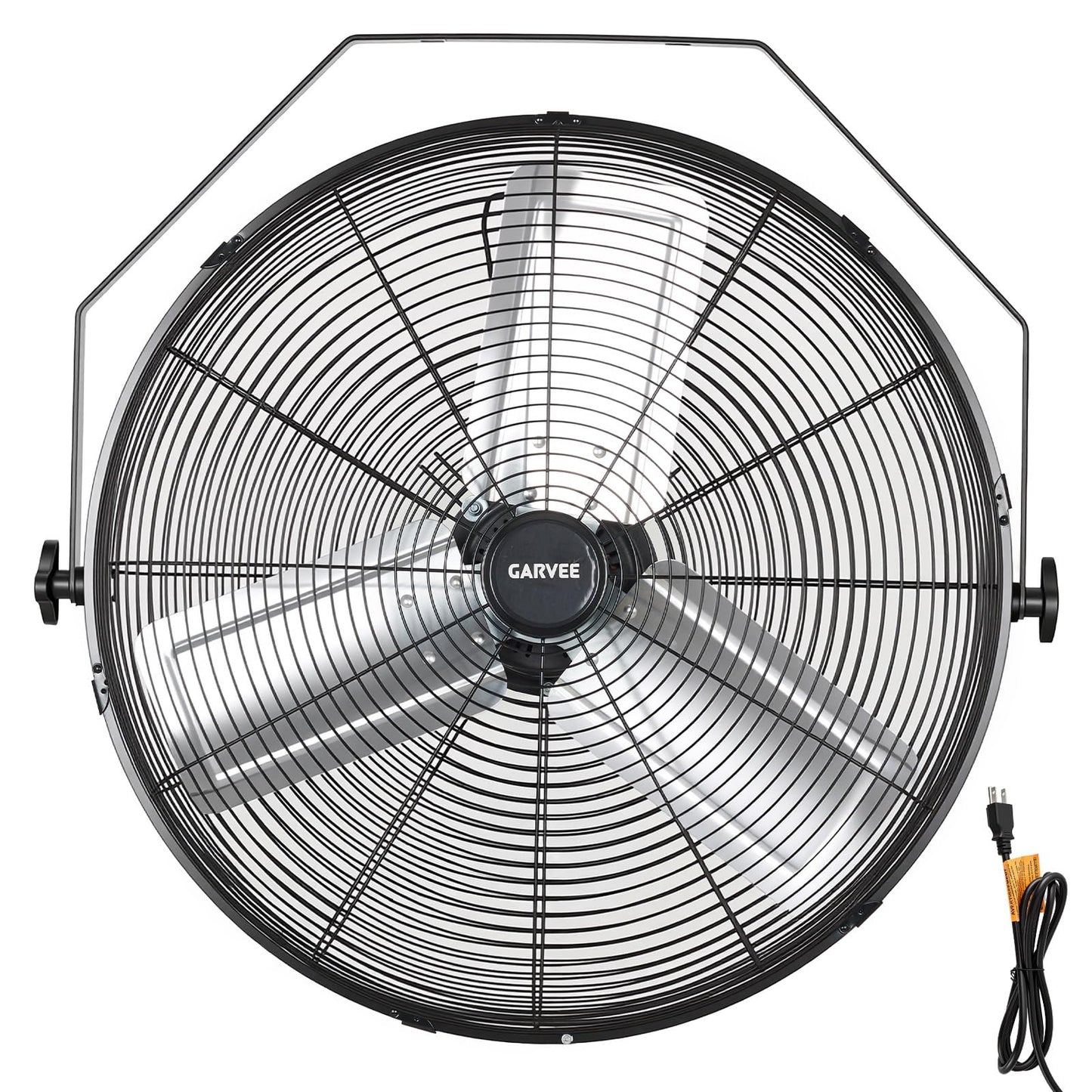 Garvee 24 Inch Wall Mount Fan, 7000 CFM 3 Speeds High Velocity Industrial Fan with 360° Tilt Head, IP44 Waterproof Heavy-Duty Aluminum Blades