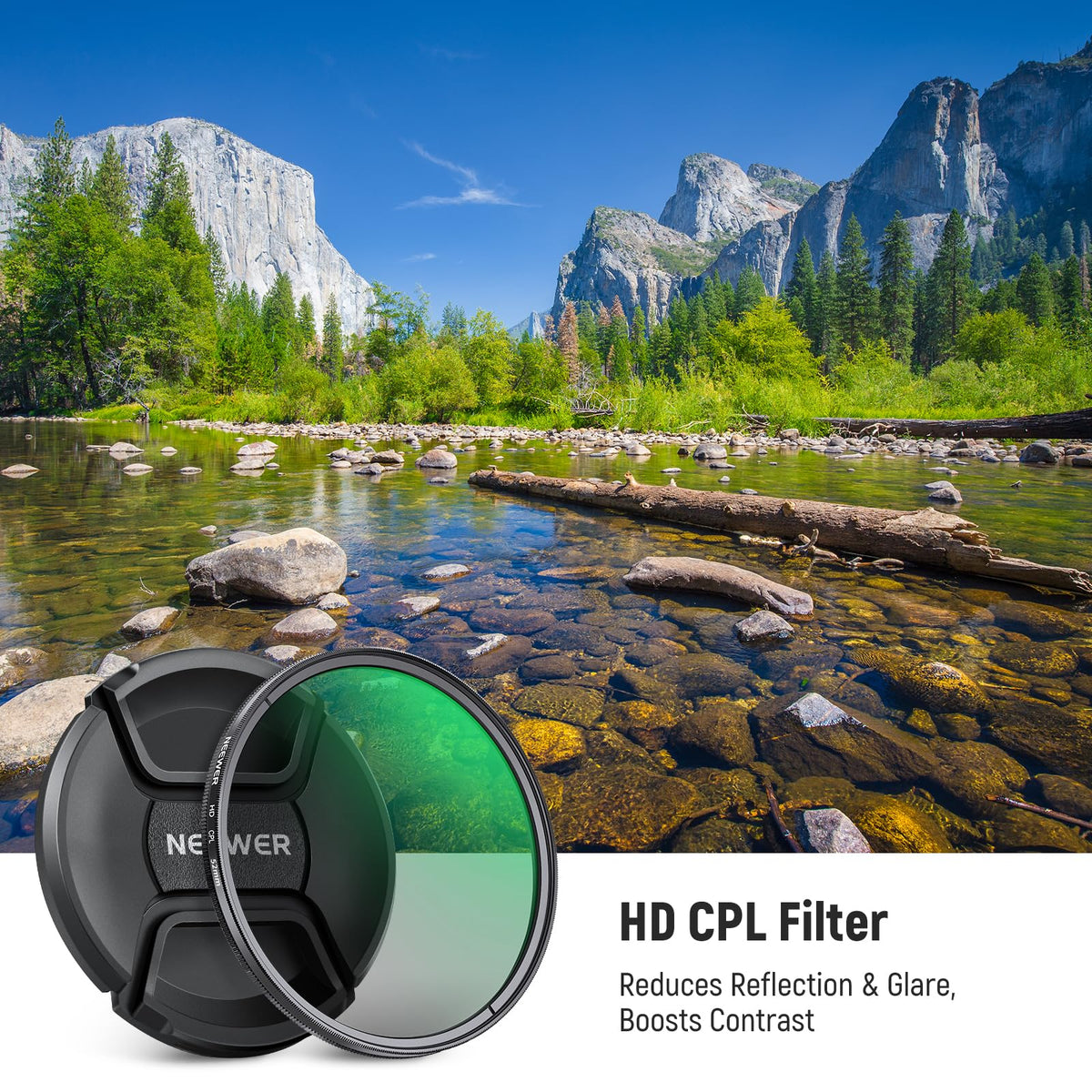 NEEWER 52mm CPL Filter with Lens Cap, Ultra Thin Circular Polarizing Filter, Nano Coating, HD Optical Glass for Camera Lens, Reduces Reflection