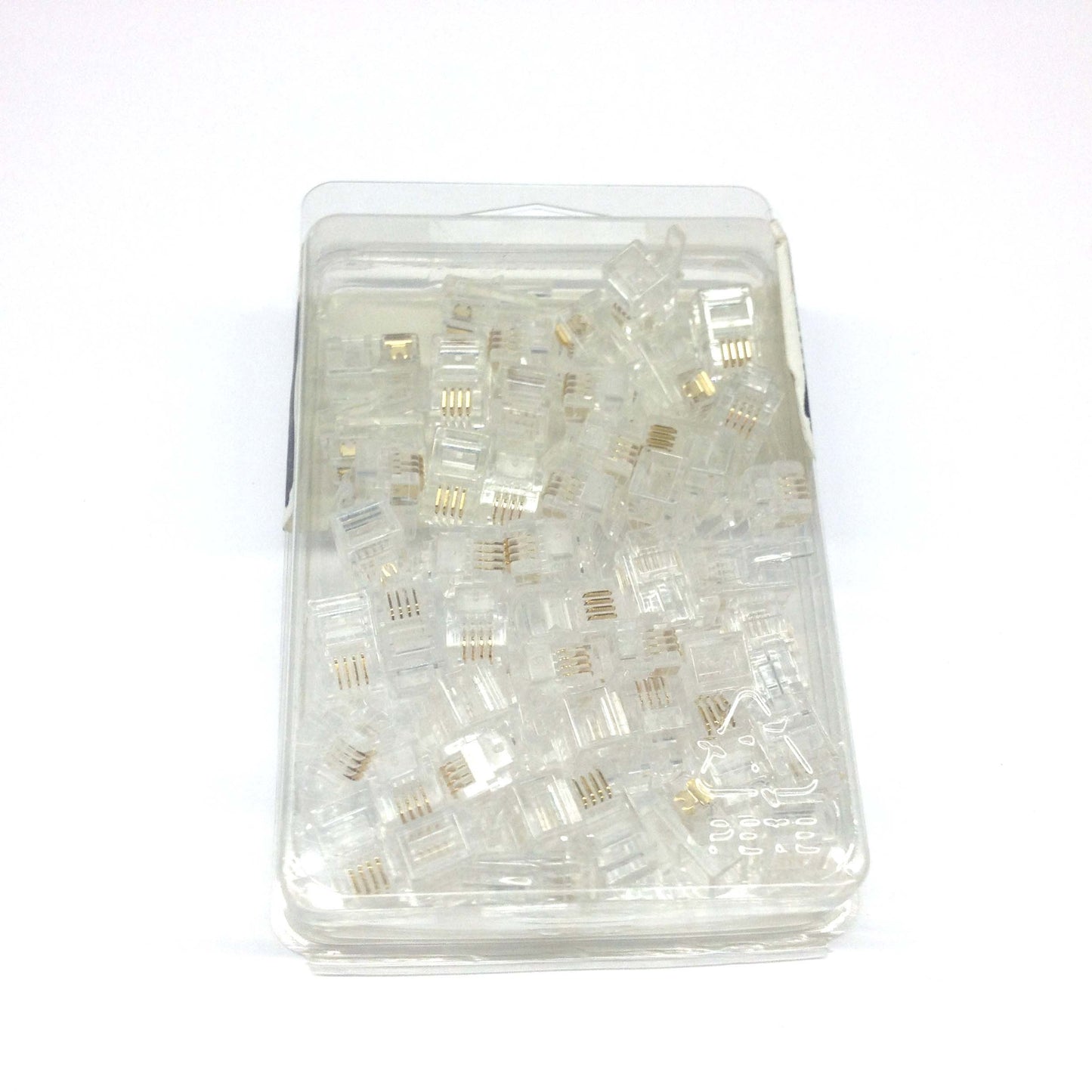 RJ22 Plug Connector 50 Pack Handdset Flat Stranded 4 Conductor RJ-22 4P4C Handset Modular Telephone Jack 4 Conductor Snap-in Extension Hook-Up