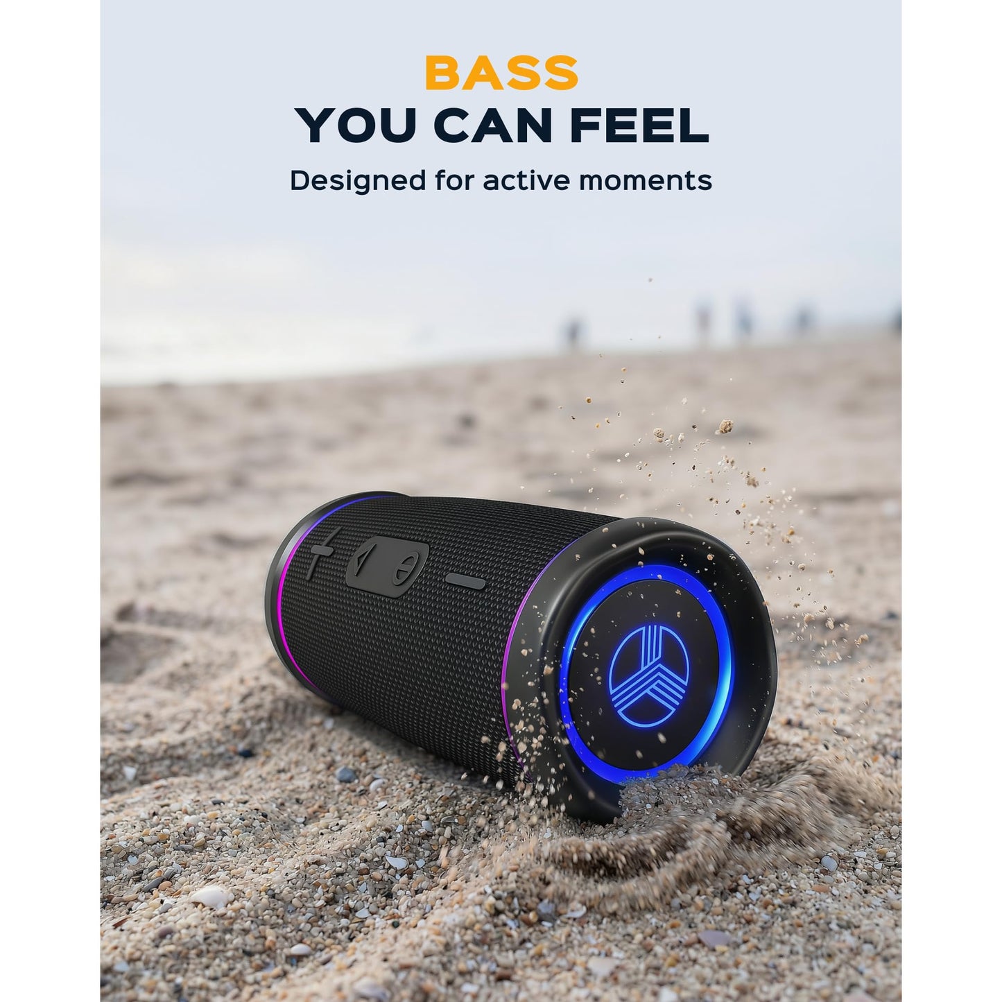 TREBLAB HD77 - Waterproof Bluetooth Speaker, 25W Loud 360° Sound, Deep Bass, IPX7, TWS Pairing, RGB Lights, 20H Battery, Portable Wireless Speaker