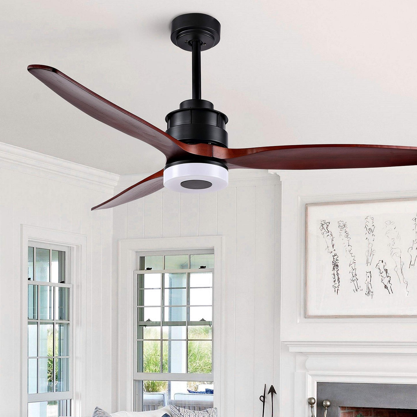 Safavieh Lighting Collection Jemper Dark Cherry/Black 52-inch 3-Speed Adjustable LED Ceiling Light Fan