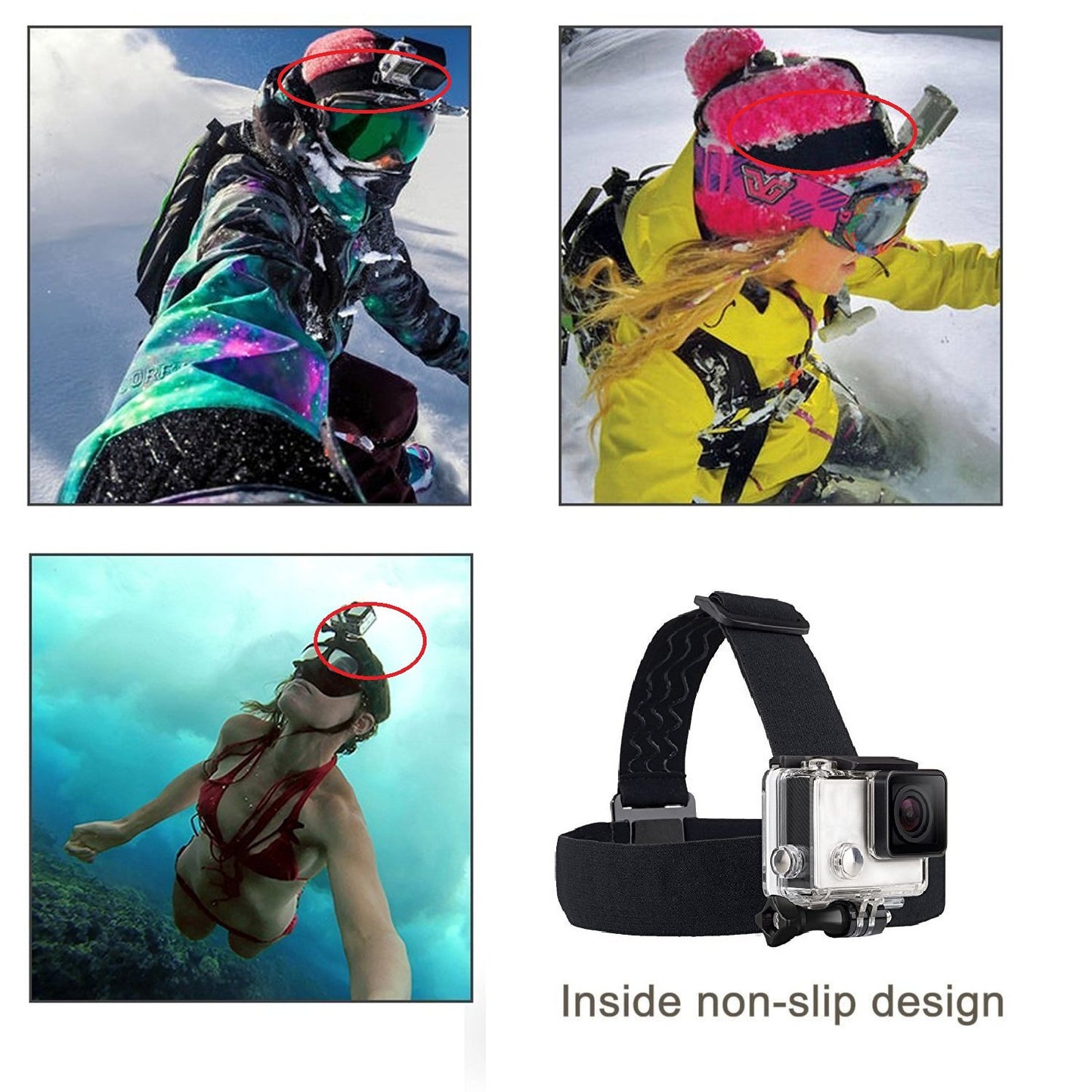 Action Camera Head Mount Strap Compatible with Gopro Hero 13 12 11 10 9 8/AKASO EK7000 Brave 4 Brave 7LE/ODDV/Hiicam/Xilecam/Icefox/WOLFANG, Wearing